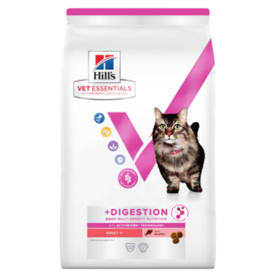 Afbeeldingen van Hill's VET ESSENTIALS MULTI-BENEFIT + DIGESTION Adult 1+ (Zalm) CAT - DROOGVOER 1,5 kg